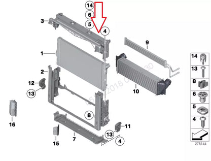 NEW BMW 5 F10 FRONT RADIATOR UPPER COVER 7639071 17117639071 2015 ORIGINAL