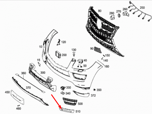 NEW MERCEDES-BENZ M-CLASS W166 FRONT BUMPER LEFT CHROME TRIM A1668851774