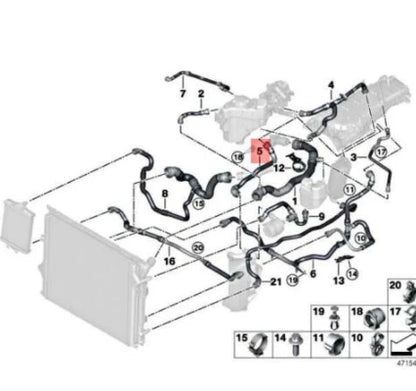 NEW BMW 3 GRAN TURISMO F34 COOLANT PUMP HOSE PIPE 17128634284 ORIGINAL