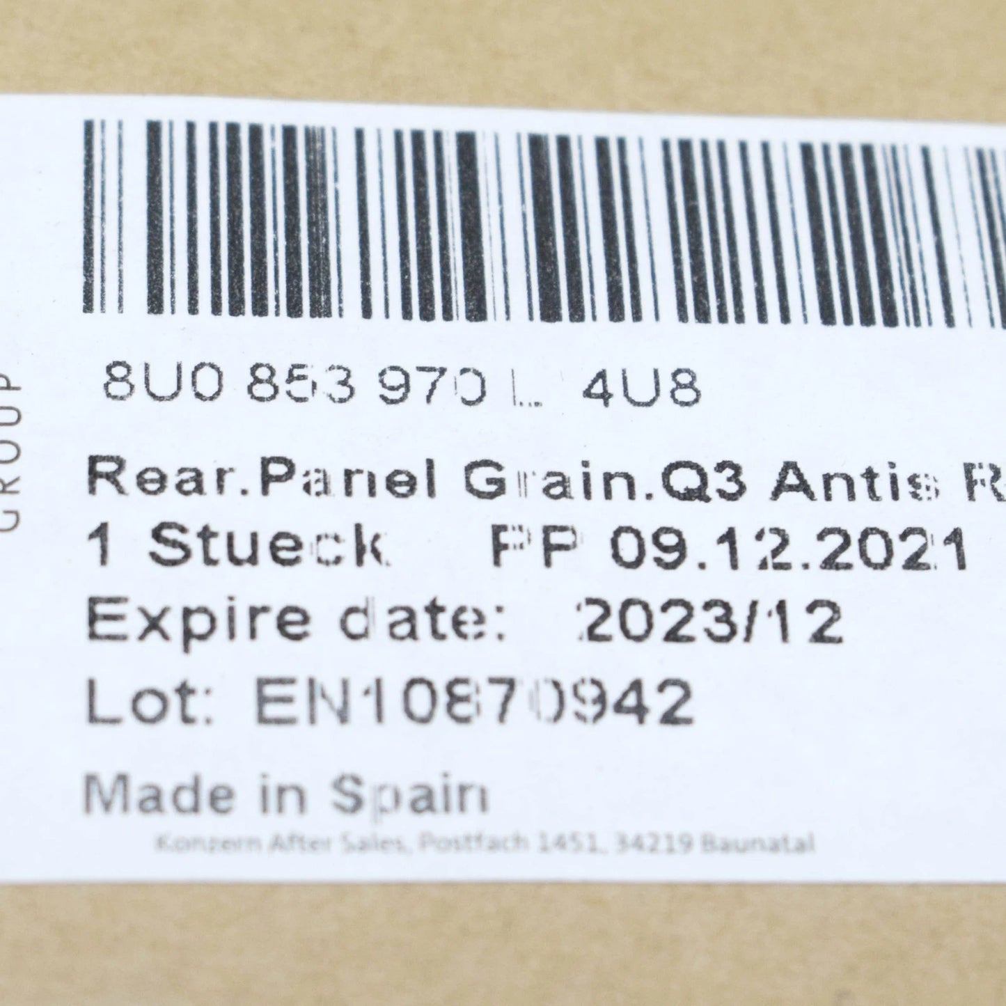 NEW AUDI Q3 8U REAR RIGHT LOWER DOOR MOLDING TRIM 8U0853970L4U8