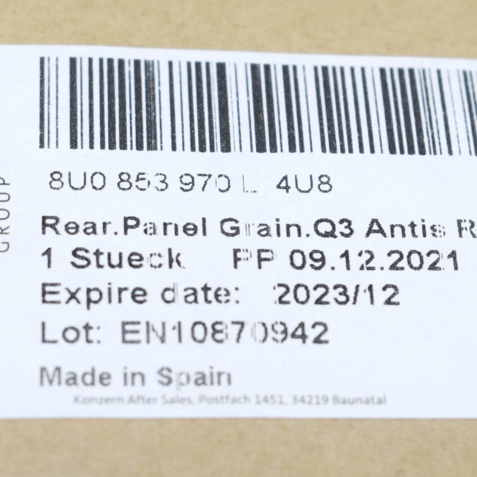 NEW AUDI Q3 8U REAR RIGHT LOWER DOOR MOLDING TRIM 8U0853970L4U8