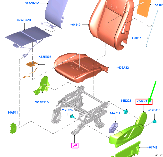 new ford grand c-max mk2 front right seat outer shield panel lhd 1844022
