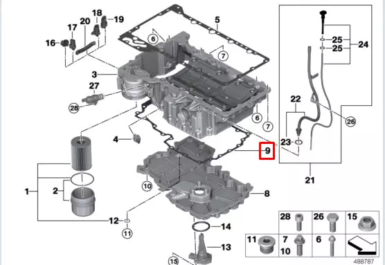 NEW BMW 5 G30 ENGINE OIL PAN GASKET 11138601065 ORIGINAL