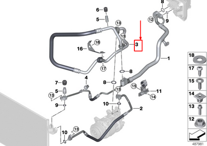 new bmw 5 touring g31 evaporator-compressor suction pipe 64537940181 original