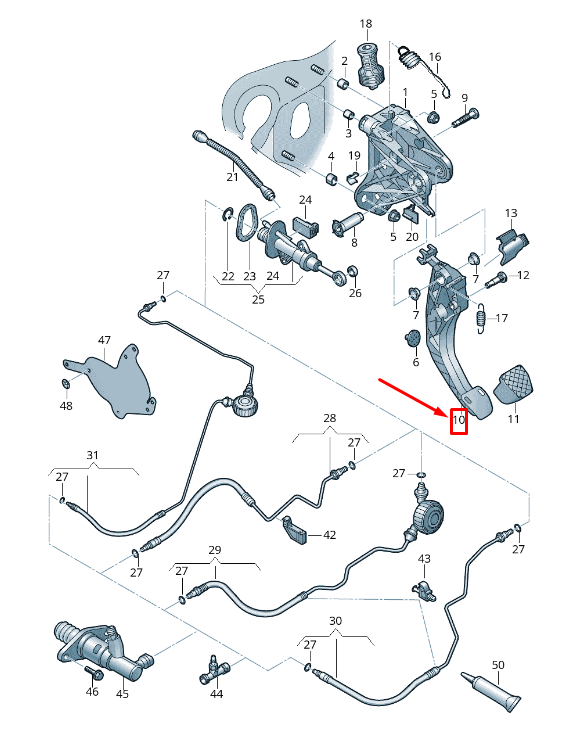 new vw touran 5t clutch pedal lhd 5q1721321c original