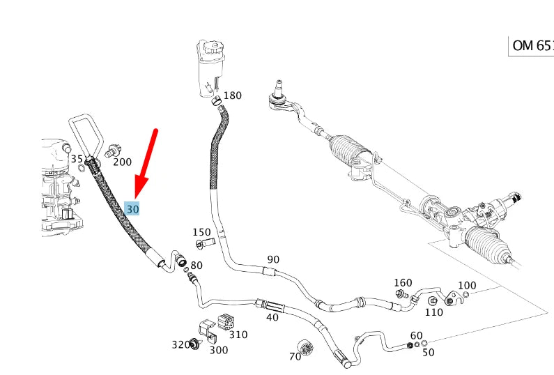 NEW MERCEDES-BENZ S W221 STEERING HIGH-PRESSURE OIL LINE A2214609224 ORIGINAL