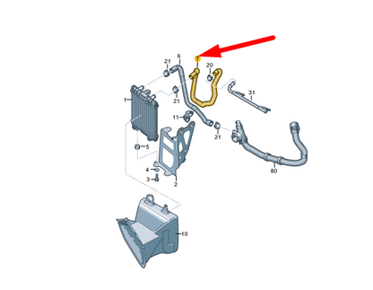 NEW VOLKSWAGEN ARTEON 3H7 COOLANT HOSE 3Q0121101F ORIGINAL