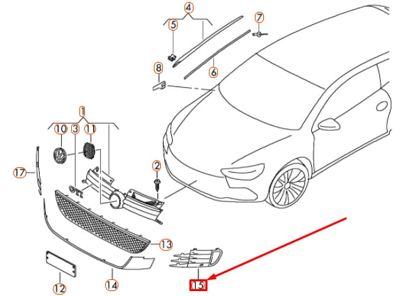 NEW VW GOLF MK6 FRONT BUMPER LEFT OUTER VENT GRILLE 5K0853665C9B9