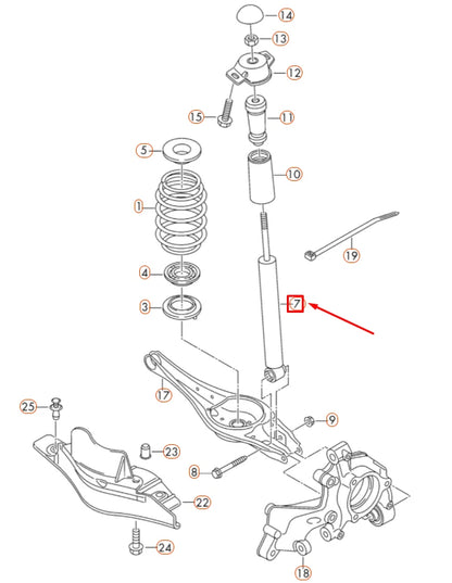 NEW VOLKSWAGEN GOLF 5G MK7 REAR GAS SHOCK ABSORBER 5Q0513029JB ORIGINAL