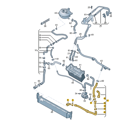 new audi a1 sportback gb left side water radiator hose 2q0122051ac original