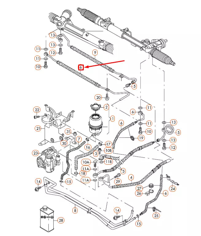 NEW AUDI A6 C6 POWER STEERING RETURN HOSE LHD 4F1422891M ORIGINAL