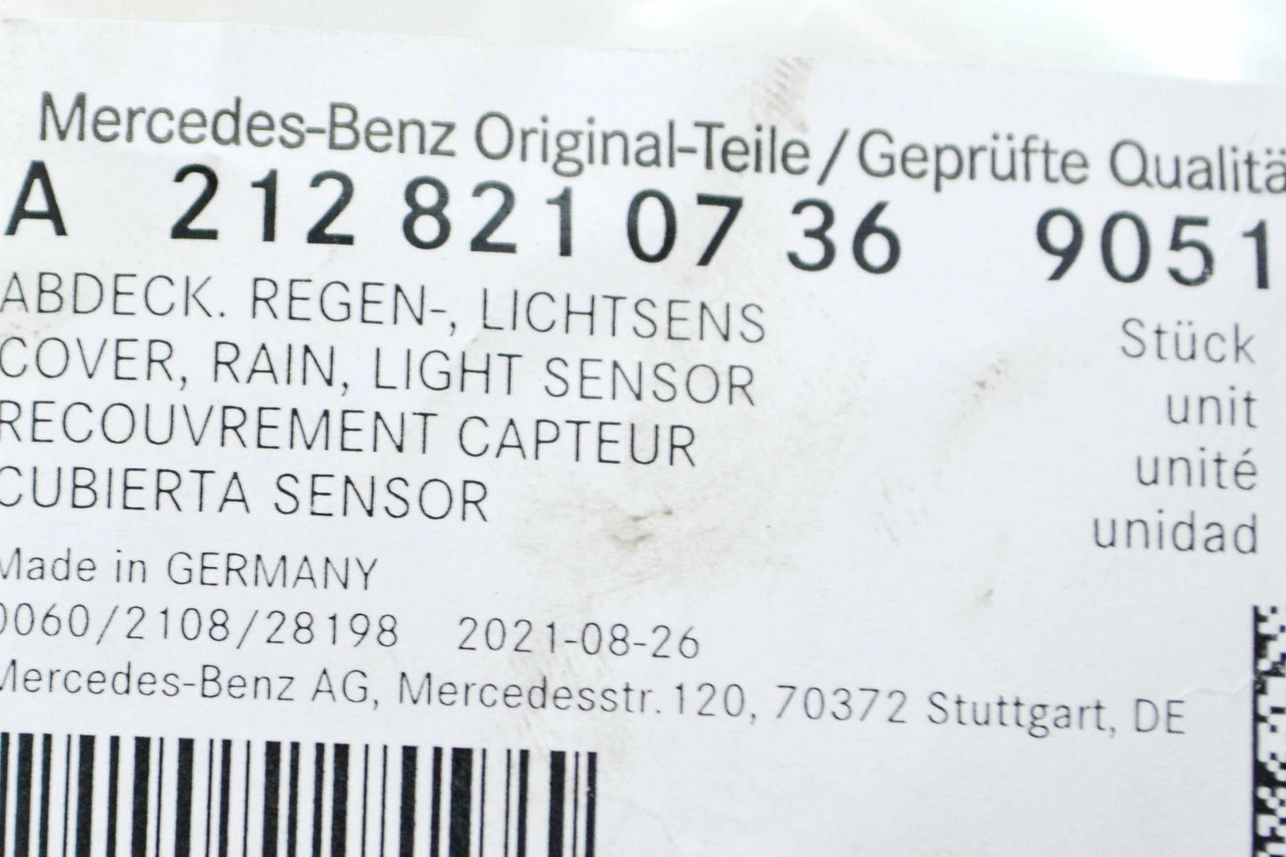 NEW MB E W212 FRONT WINDSHIELD RAIN SENSOR COVER A21282107369051 ORIGINAL