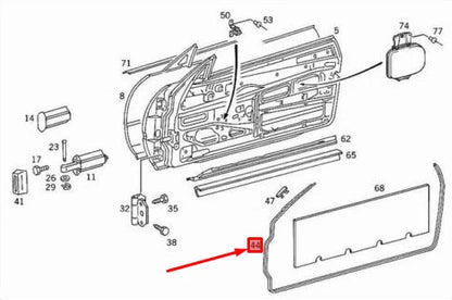 NEW MERCEDES-BENZ SL R129 WEATHERSTRIP LEFT FRONT DOOR A1297200178