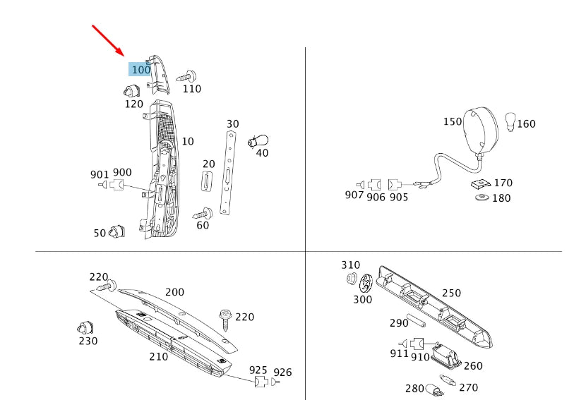 NEW MERCEDES-BENZ VITO W639 REAR RIGHT TOP LAMP REFLECTOR A6398202164