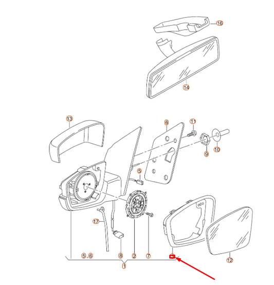 NEW VOLKSWAGEN UP FRONT RIGHT DOOR MIRROR INNER TRIM 1S08576029B9 ORIGINAL