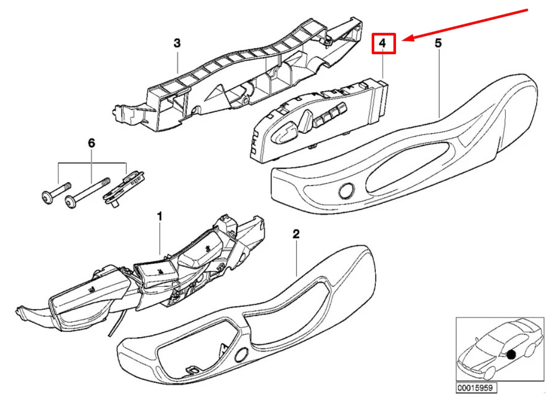 NEW BMW 3 E46 FRONT LEFT SEAT CONTROL SWITCHES 8263133 52108263133 ORIGINAL