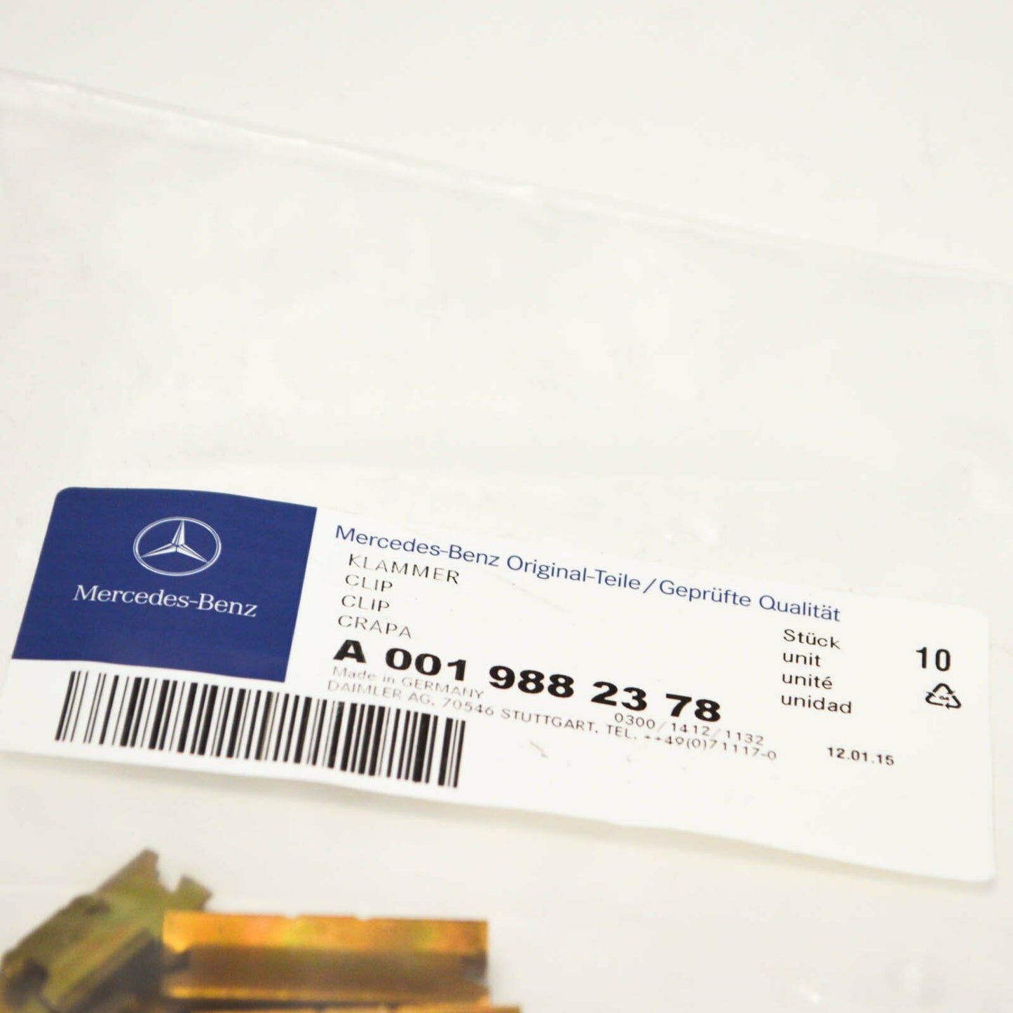 Genuine Mercedes-Benz Saloon W123 Rear Side Window Clip A0019882378 10 Pcs Original