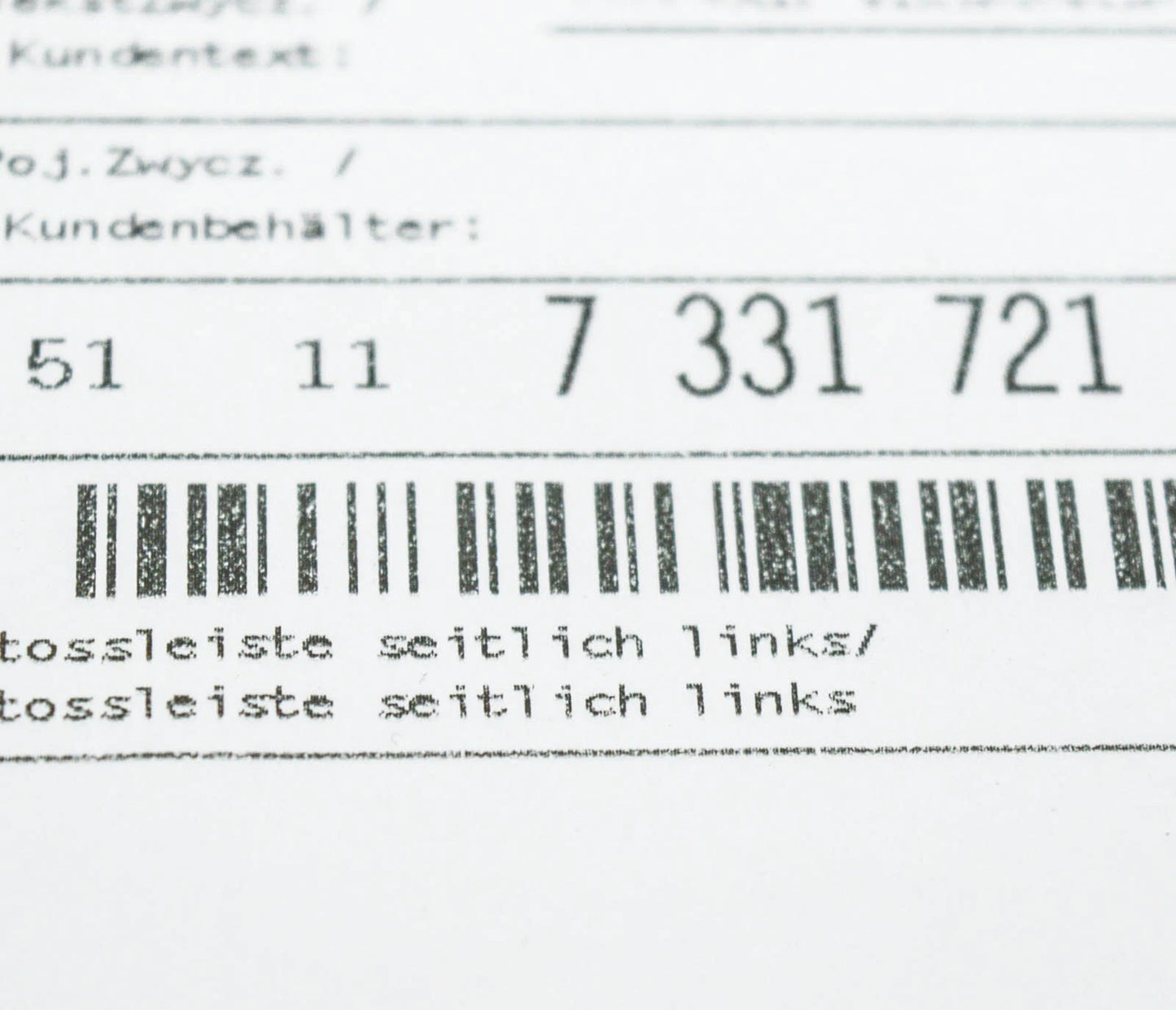 NEW BMW 5 GT F07 FRONT BUMPER LEFT PROTECTIVE STRIP LUXURY 51117331721 ORIGINAL