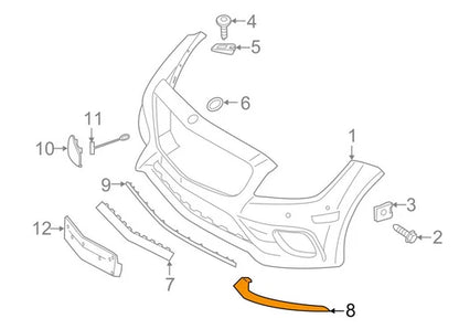 NEW MB CLS C218 FRONT AMG BUMPER LEFT CHROME MOLDING LIP A2188851774 ORIGINAL