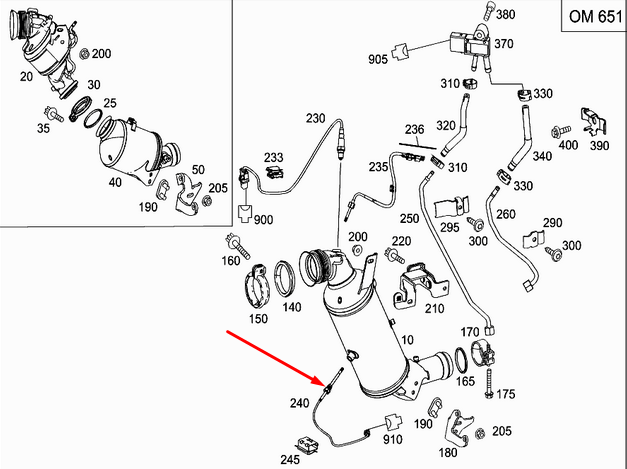 NEW MB C-CLASS W205 DPF TEMPERATURE SENSOR A0009056804 2.1 DIESEL ORIGINAL