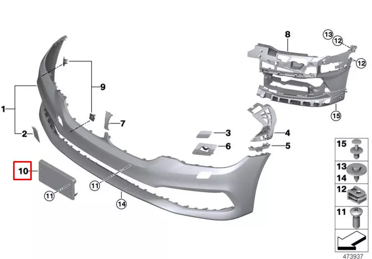 NEW BMW 5 G30 FRONT LICENSE PLATE NUMBER HOLDER US / JAPAN 51137385332 ORIGINAL