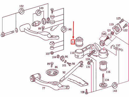 new mercedes-benz s w126 front control arm bushing a1263335414 original