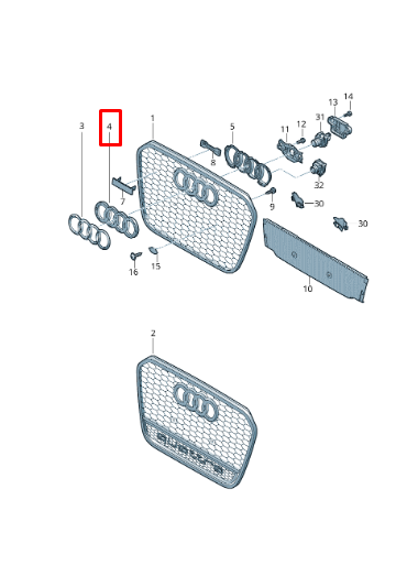 NEW AUDI RS7 4G8 FRONT RADIATOR GRILLE BADGE ADAPTER 4G8853391T94 ORIGINAL