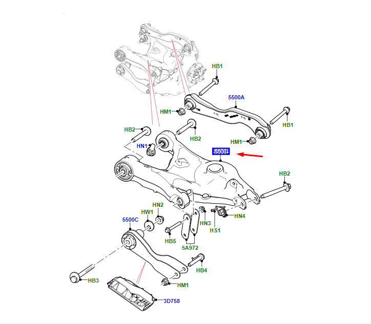 new lr range rover velar l560 rear left suspension lower arm lr143946 original