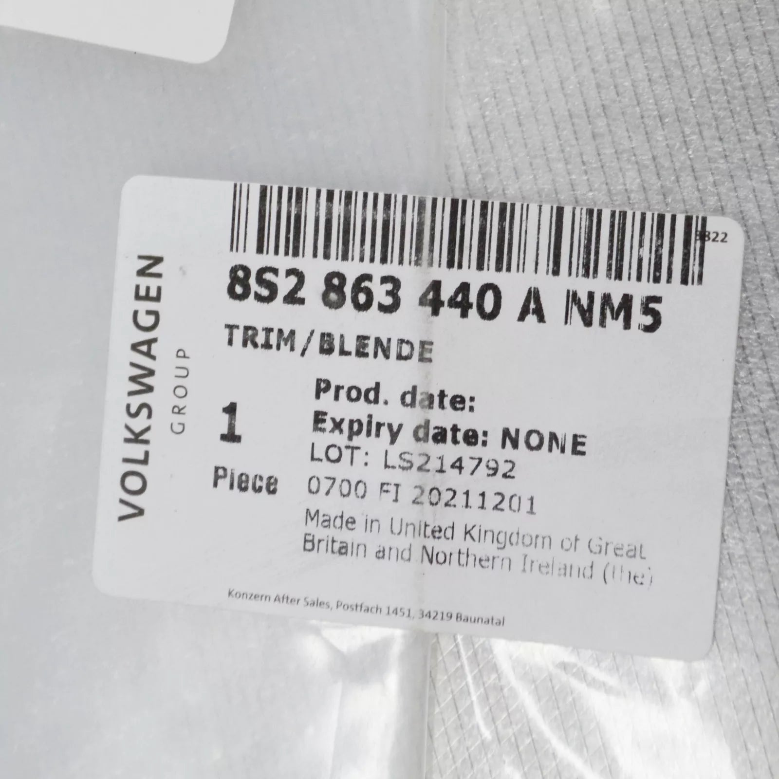 NEW AUDI TT FV MK3 CENTER CONSOLE TRIM RHD 8S2863440ANM5 ORIGINAL