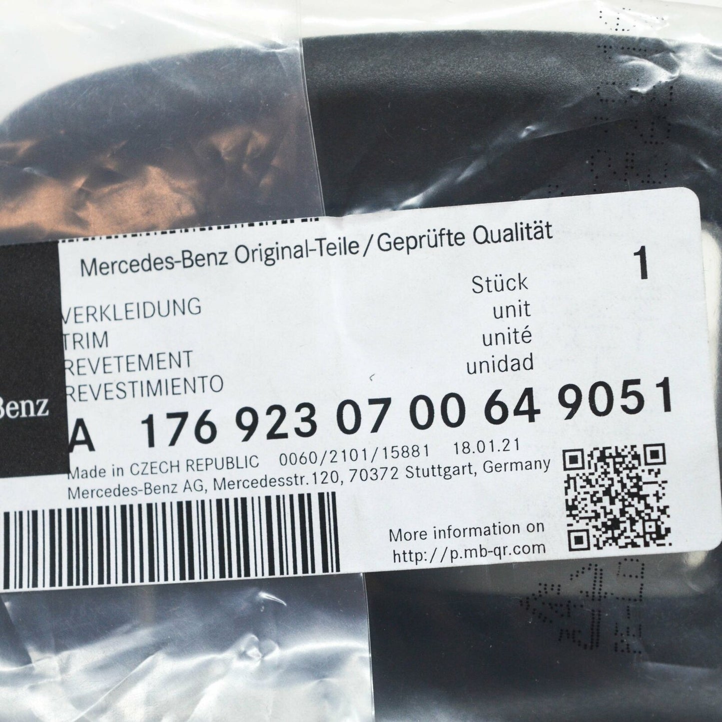 NEW MB A W176 REAR LEFT SEAT BACKREST ISOFIX TRIM A1769230700649051 ORIGINAL