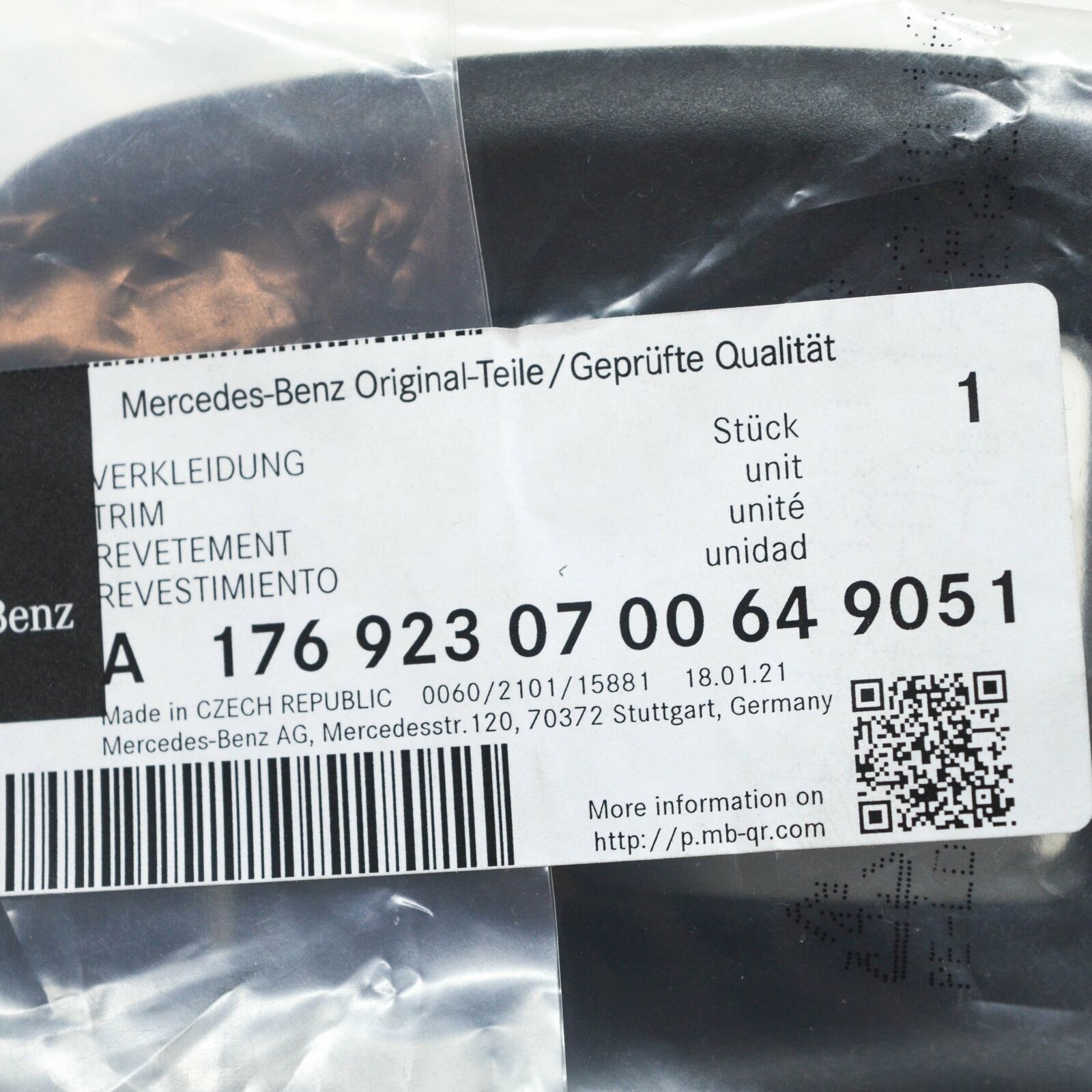 NEW MB A W176 REAR LEFT SEAT BACKREST ISOFIX TRIM A1769230700649051 ORIGINAL