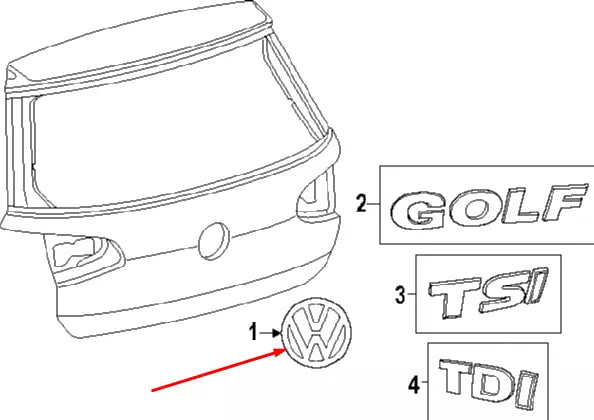 NEW VOLKSWAGEN GOLF MK7 TRUNK LID BADGE EMBLEM 5G0853617A 2015 ORIGINAL