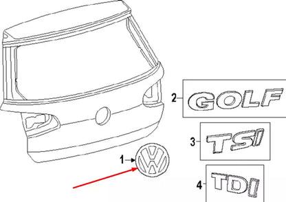 NEW VOLKSWAGEN GOLF MK7 TRUNK LID BADGE EMBLEM 5G0853617A 2015 ORIGINAL
