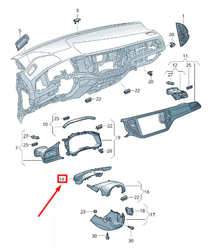 NEW VOLKSWAGEN T-ROC A11 STEERING COLUMN GAP COVER 2GA857053FMA