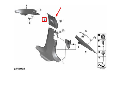 NEW BMW 5 G30 REAR LEFT B-PILLAR UPPER COLUMN TRIM 51438065025 ORIGINAL