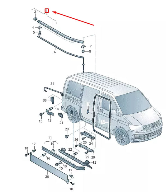 NEW VW TRANSPORTER VI T6 SLIDING DOOR LEFT UPPER GUIDE RAIL 7H0843859G