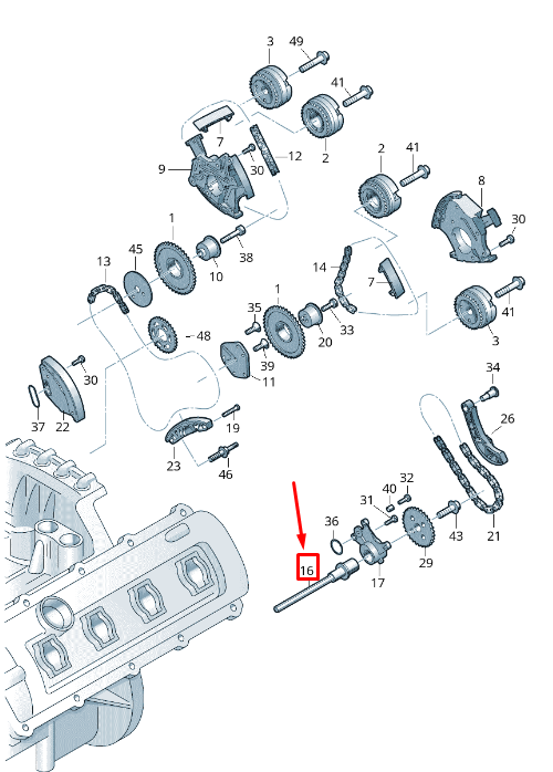 new audi q7 4m engine oil pump input shaft 06e109339aa original