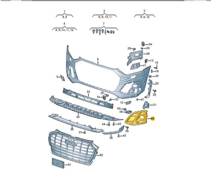NEW AUDI Q5 FY FRONT BUMPER LEFT AIR GUIDE GRILLE 80F807679COX