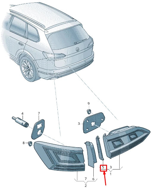 NEW VW TOUAREG CR REAR RIGHT INNER TAIL LIGHT TRIM 760945426