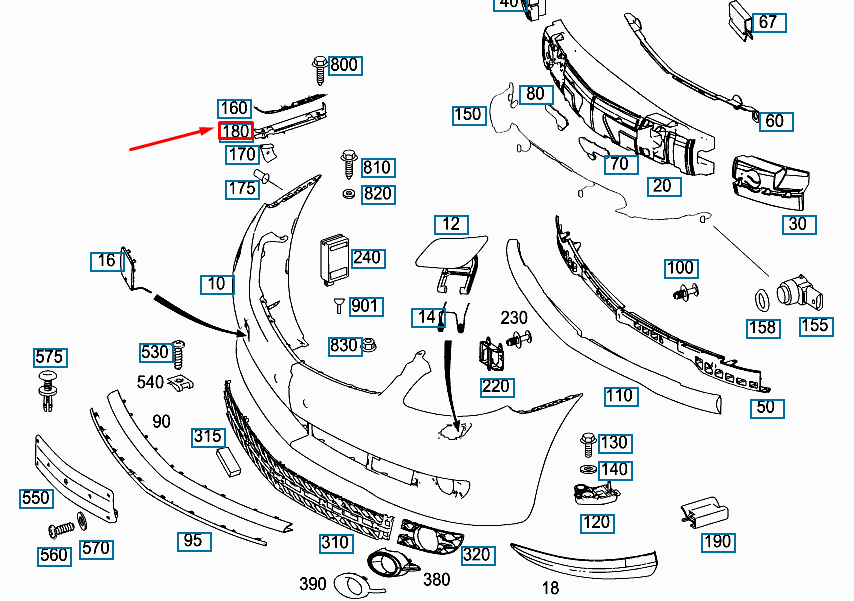 NEW MB CL C216 FRONT LEFT FENDER TO BUMPER BRACKET A2168800514 ORIGINAL