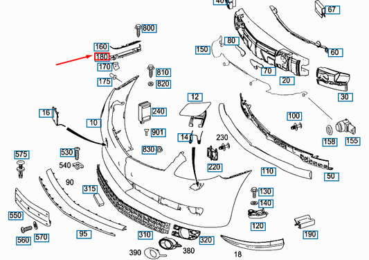 NEW MB CL C216 FRONT LEFT FENDER TO BUMPER BRACKET A2168800514 ORIGINAL