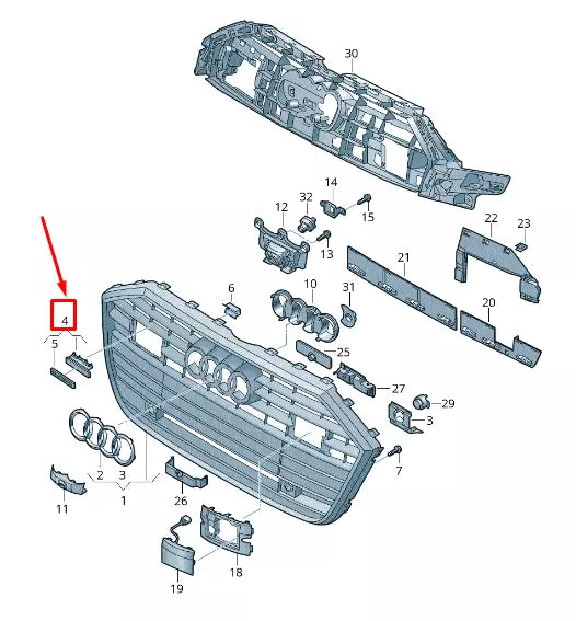 NEW AUDI A6 4A C8 RADIATOR GRILLE EMBLEM BRACKET 4K08537369B9
