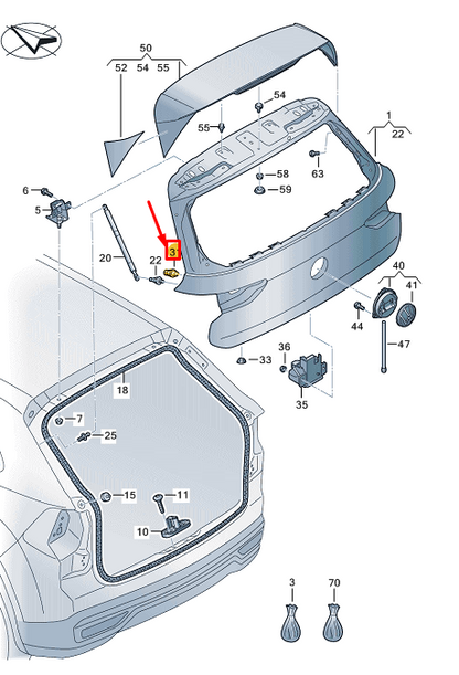new vw golf cd mk8 liftgate adjustable bump stop 5na827499 original