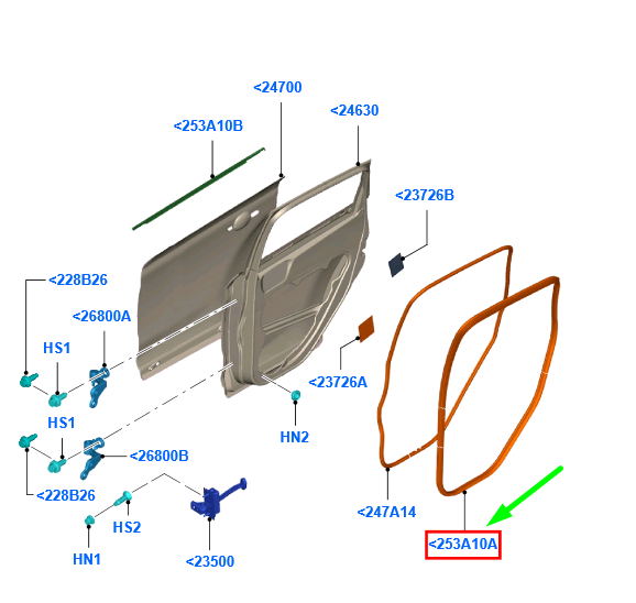 new ford kuga mk1 c394 rear right door seal 1761242 8v41-s25324-ac original