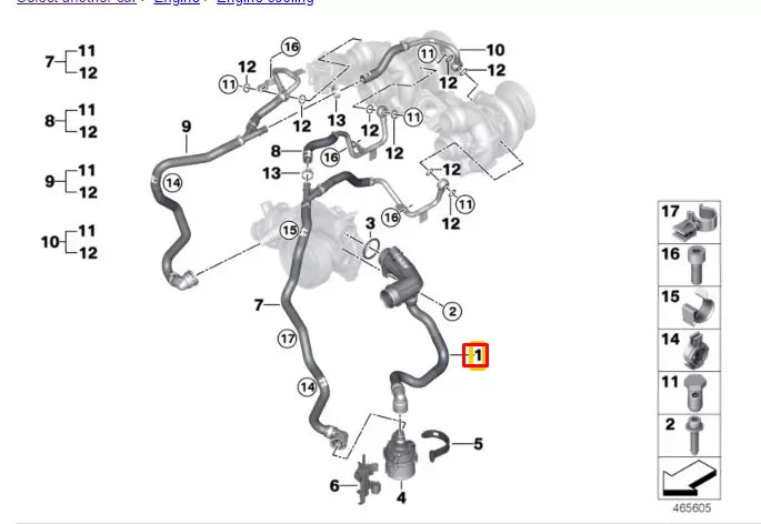 NEW BMW 5 G30 LINE COOLANT PUMP HEAT EXCHANGER 17127507147 ORIGINAL