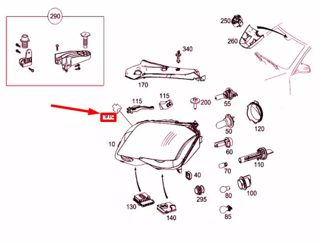 NEW MB GLK X204 FRONT LIGHTING UNIT FEMALE CONTACT A0265452126 ORIGINAL