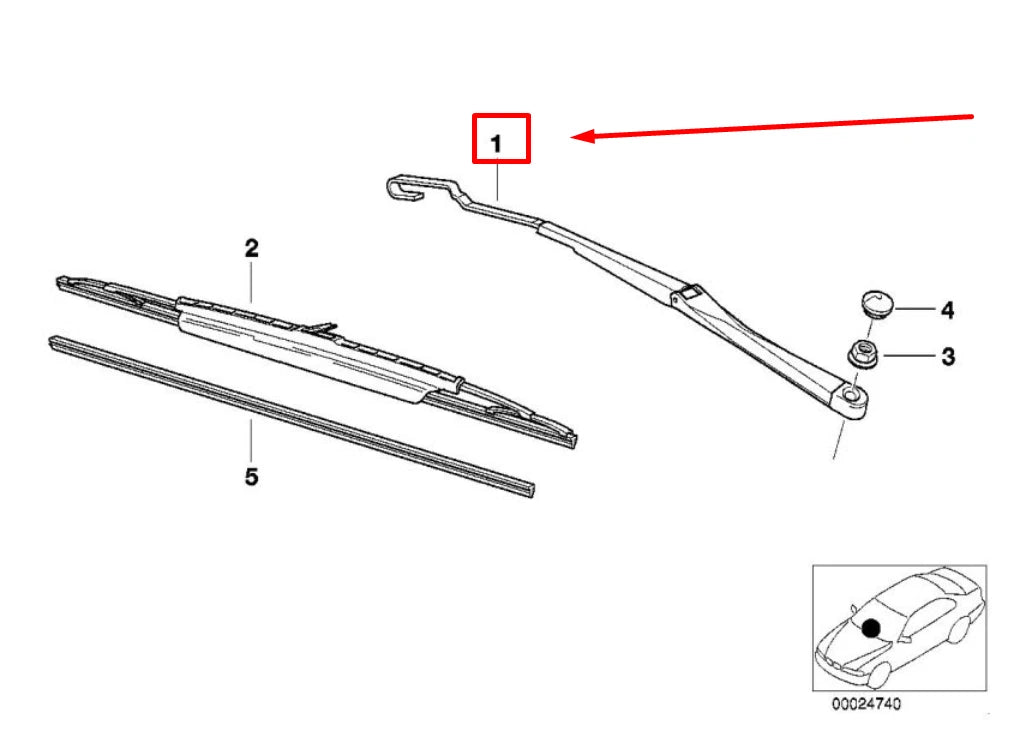 NEW BMW Z3 COUPE E36 FRONT LEFT WIPER ARM 8389549 61618389549 ORIGINAL
