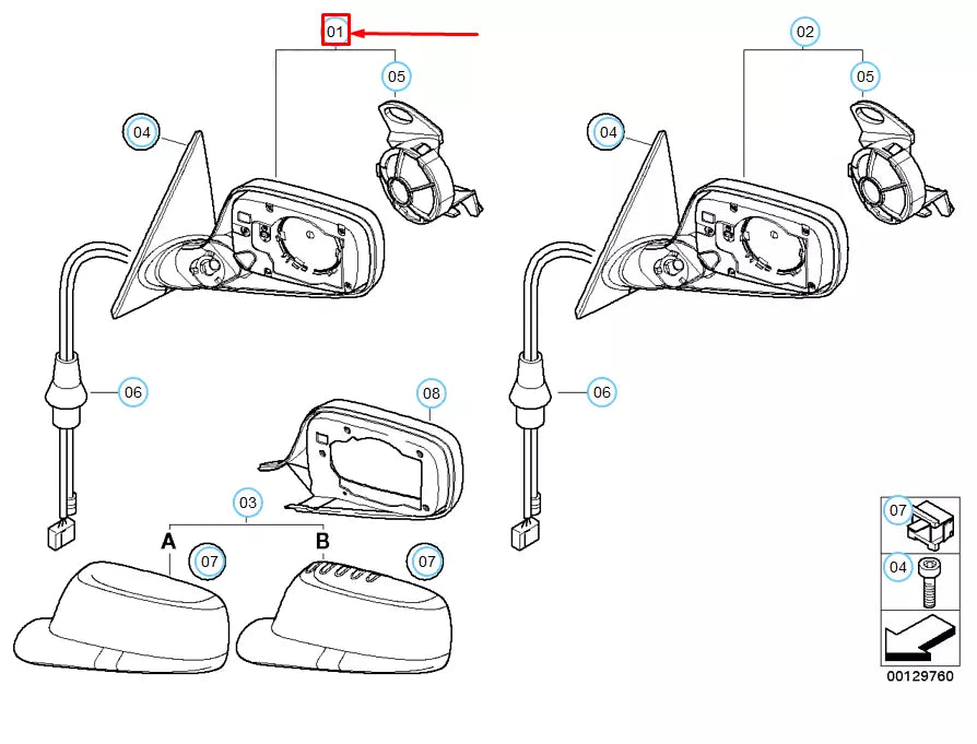 NEW BMW 3 E46 COUPE FRONT LEFT MIRROR W/ MEMORY HEATING 51167003449 ORIGINAL
