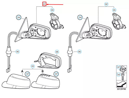 NEW BMW 3 E46 COUPE FRONT LEFT MIRROR W/ MEMORY HEATING 51167003449 ORIGINAL