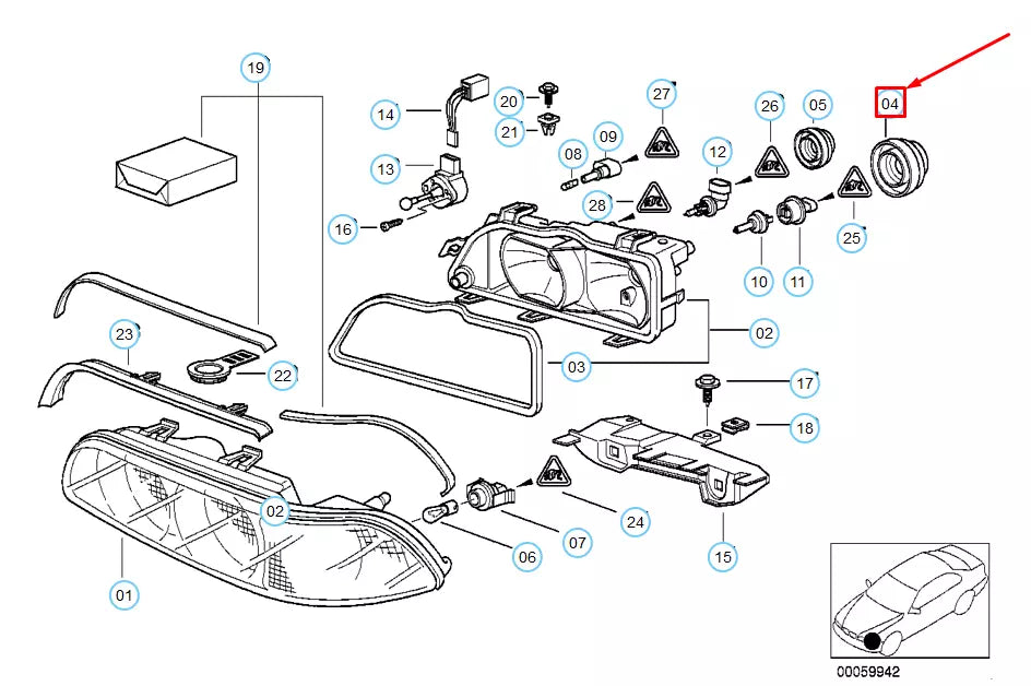 NEW BMW 5 E39 HEADLAMP COVER FOR LOW BEAM BULB 63128362436 8362436 ORIGINAL